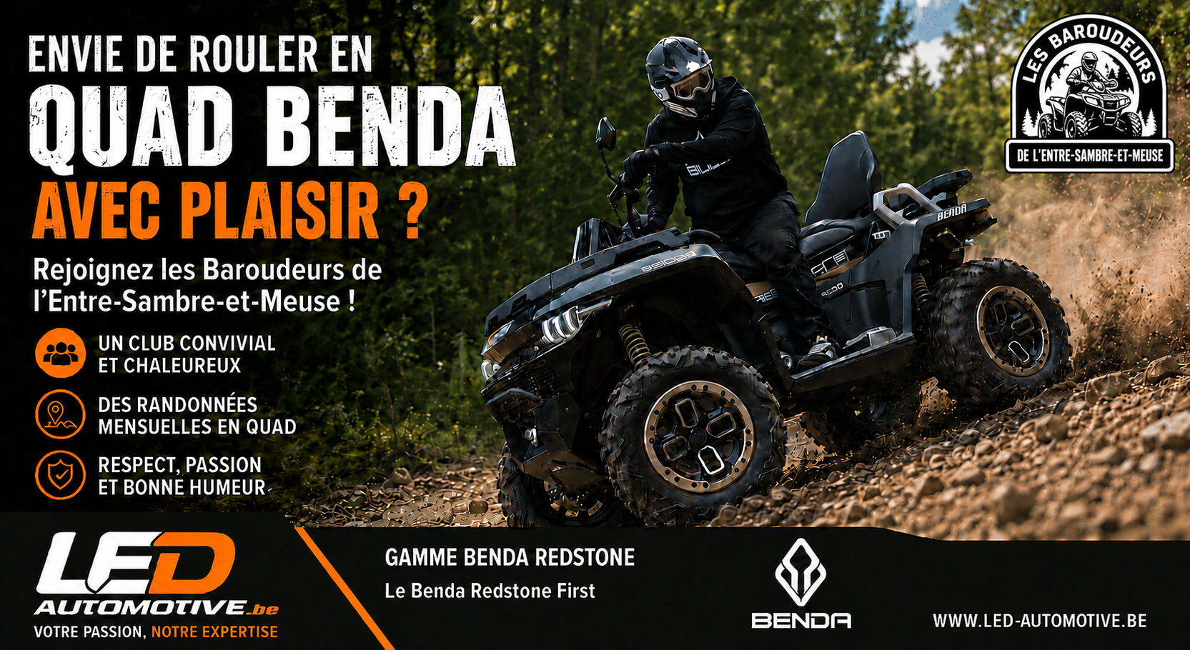 Envie de rouler en quad Benda ? Rejoignez les Baroudeurs de l’Entre-Sambre-et-Meuse